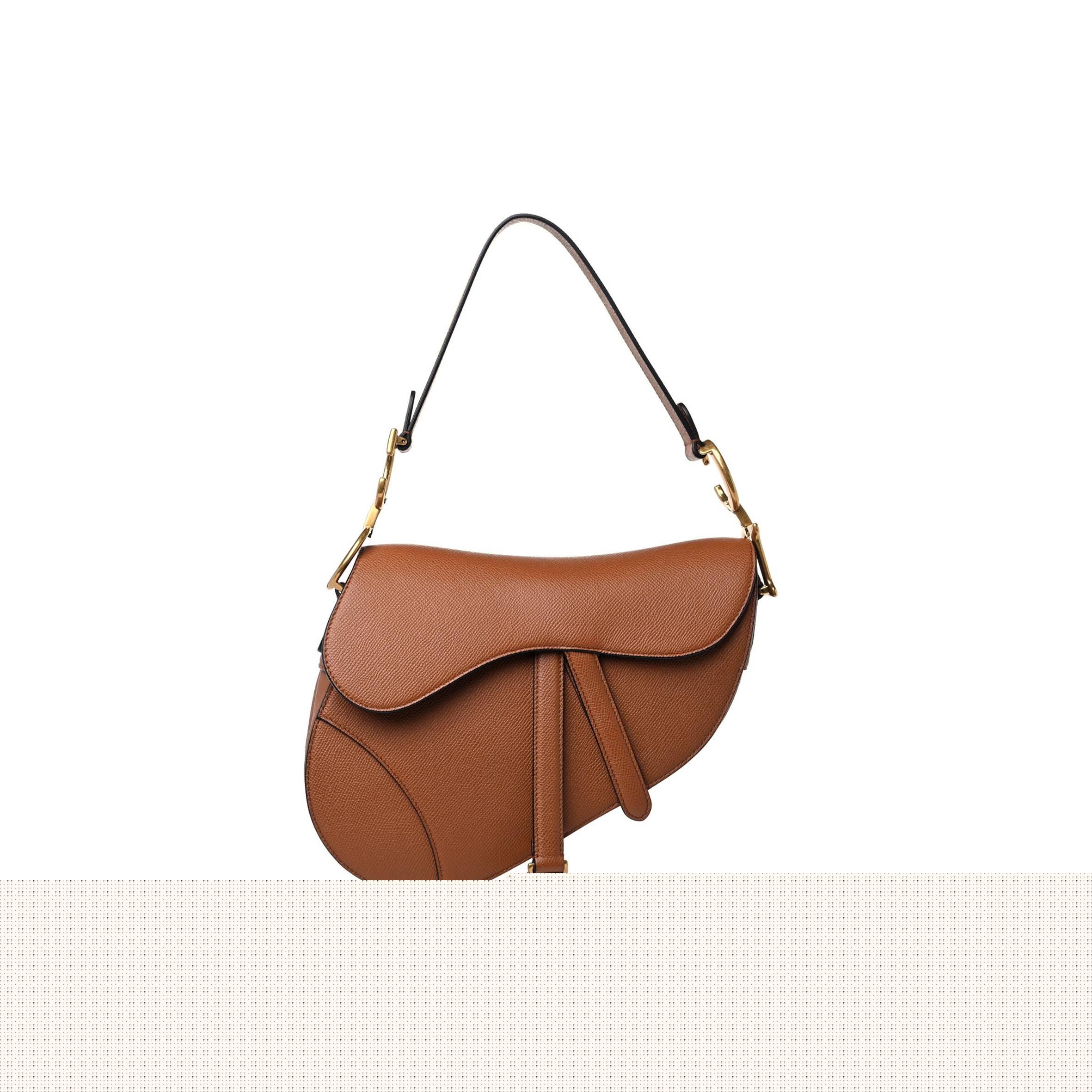 D*or grained calfskin saddle bag camello (24*20*6.4cm)