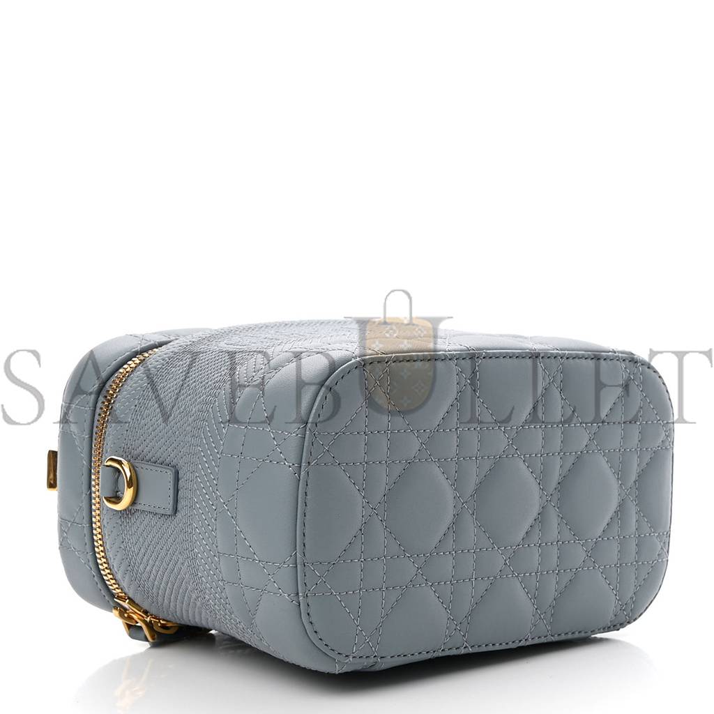 D*or lambskin cannage small D*ortravel vanity case cloud blue (18*13*10.8cm)