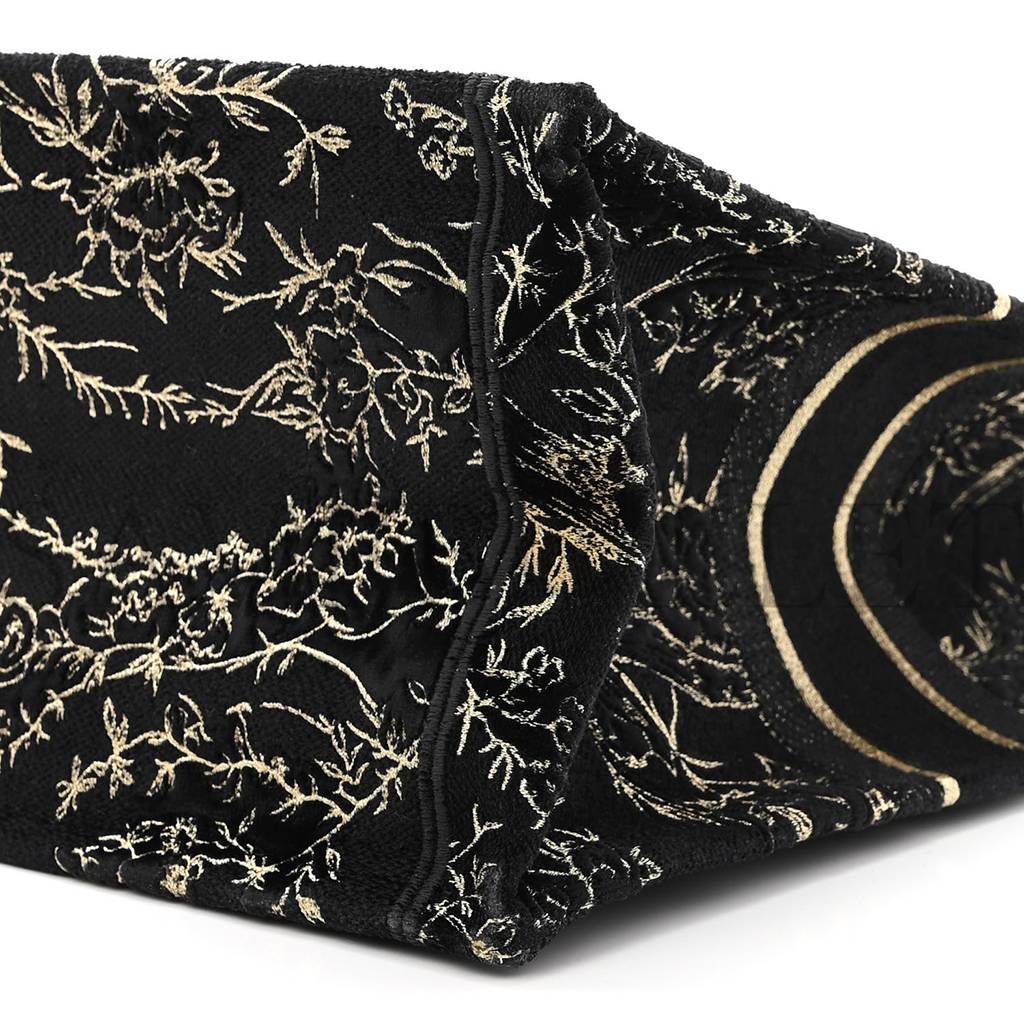 D*or velvet embroidered large book tote black gold (42*34*16.5cm)