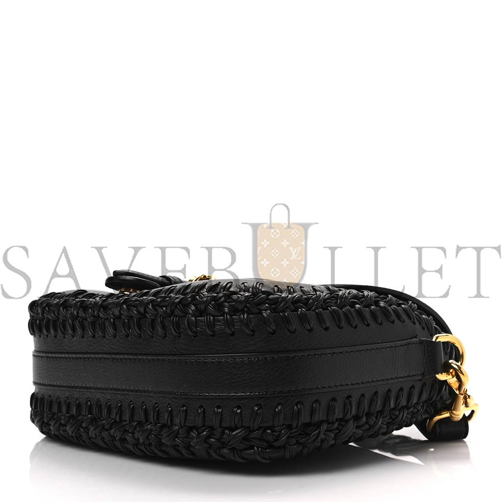 D*or grained calfskin medium whipstitched bobby bag black (21*18*5.7cm)