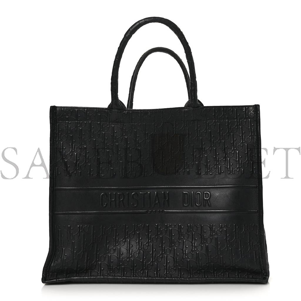 D*or oblique calfskin embossed large book tote black (42*34*18.4cm)