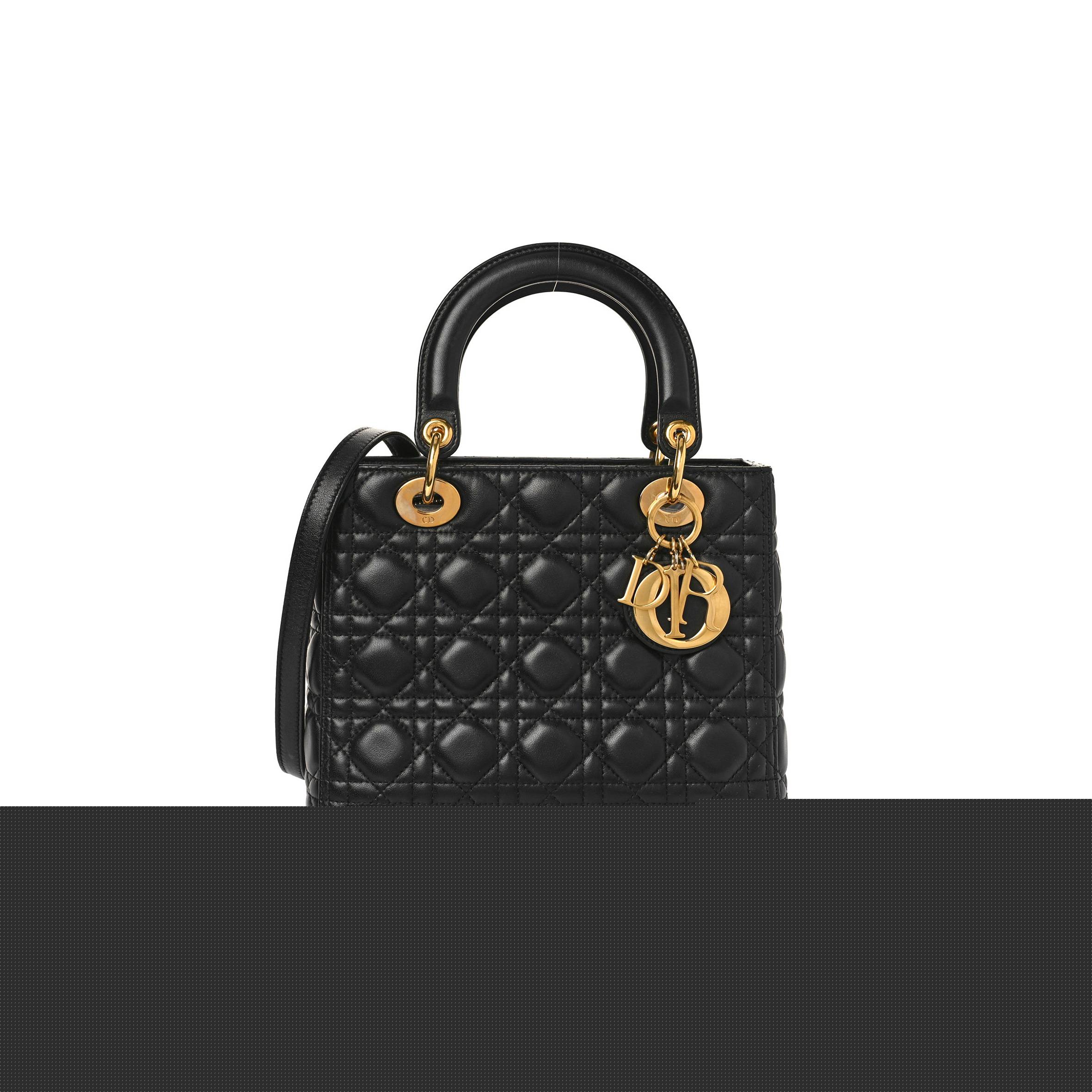 D*or lambskin cannage medium lady D*or black (23*20*12.7cm)