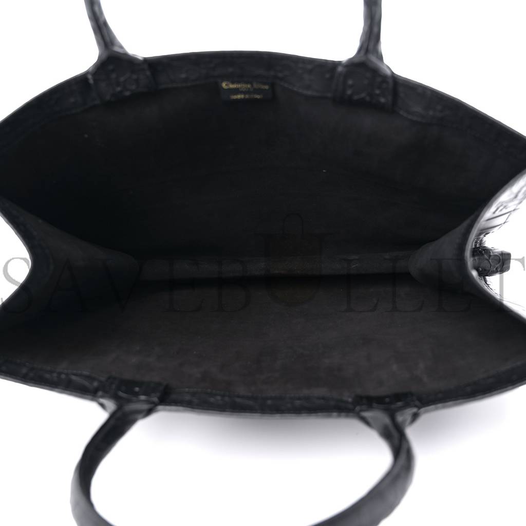 D*or oblique calfskin embossed large book tote black (42*34*18.4cm)