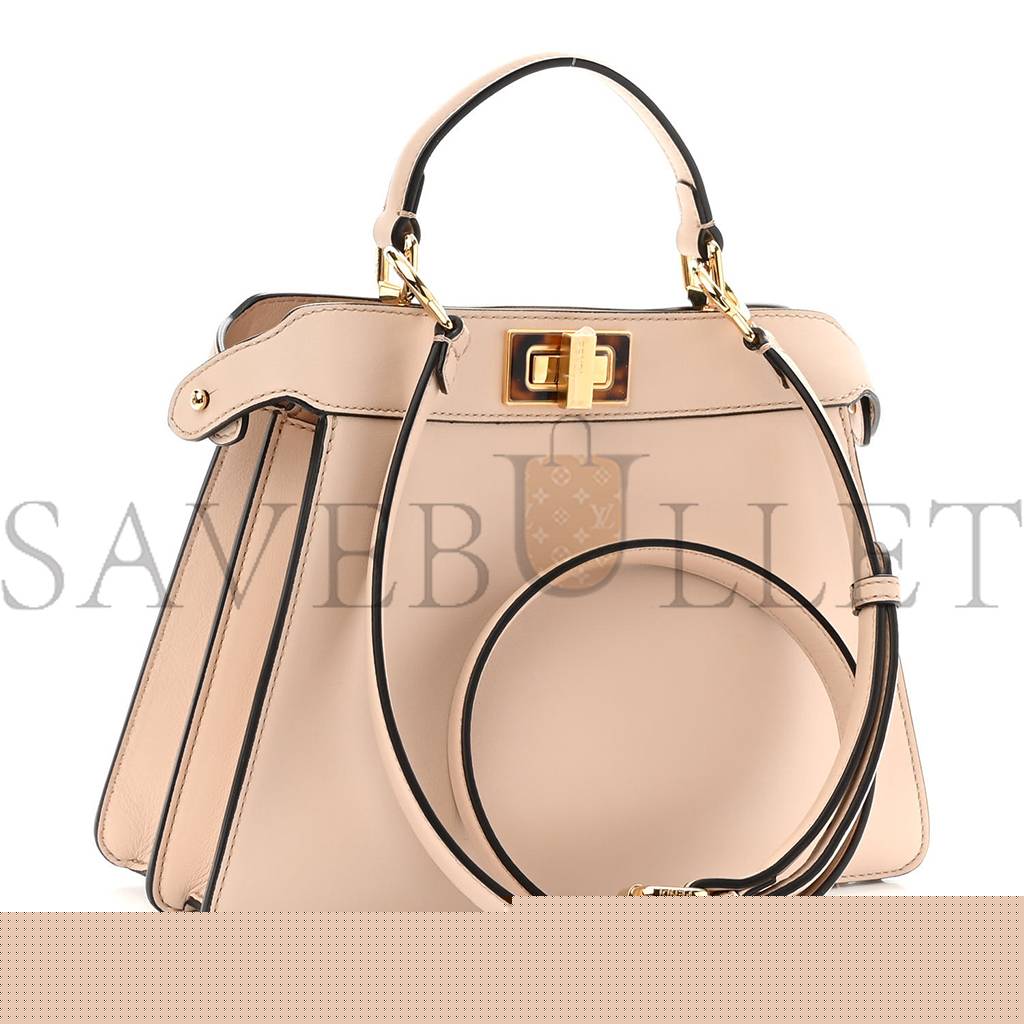 F**di vitello seta shiny nappa plexiglass small peekaboo i see u satchel poudre (27*20*10cm)