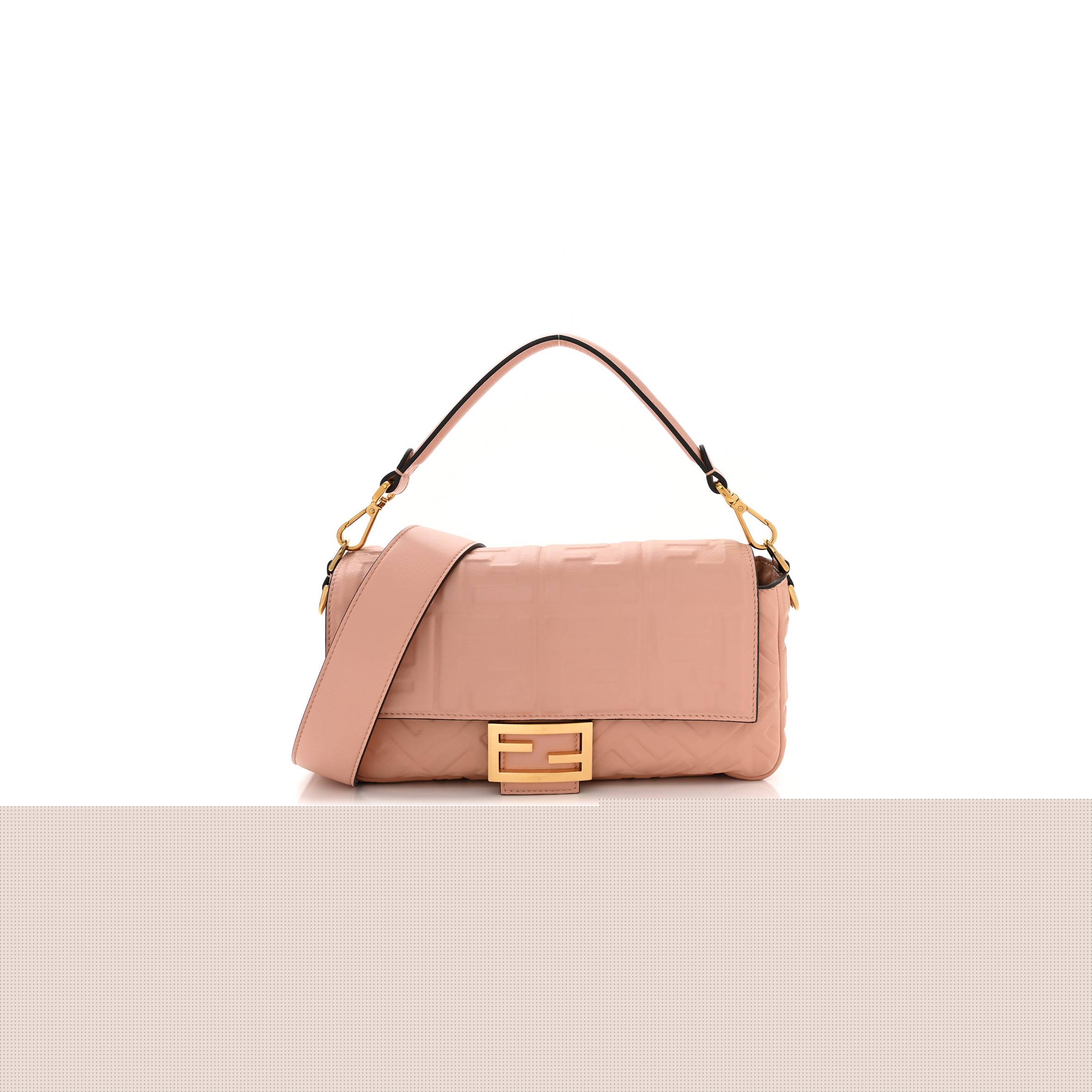 F**di nappa ff 1974 embossed baguette rosa bourbon (27*15*6cm)