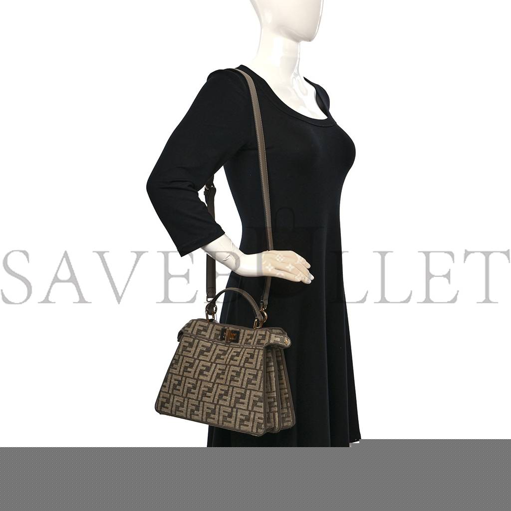 F**di chenille vitello seta ff small peekaboo i see u satchel tortora nuvola (41*29*15cm)