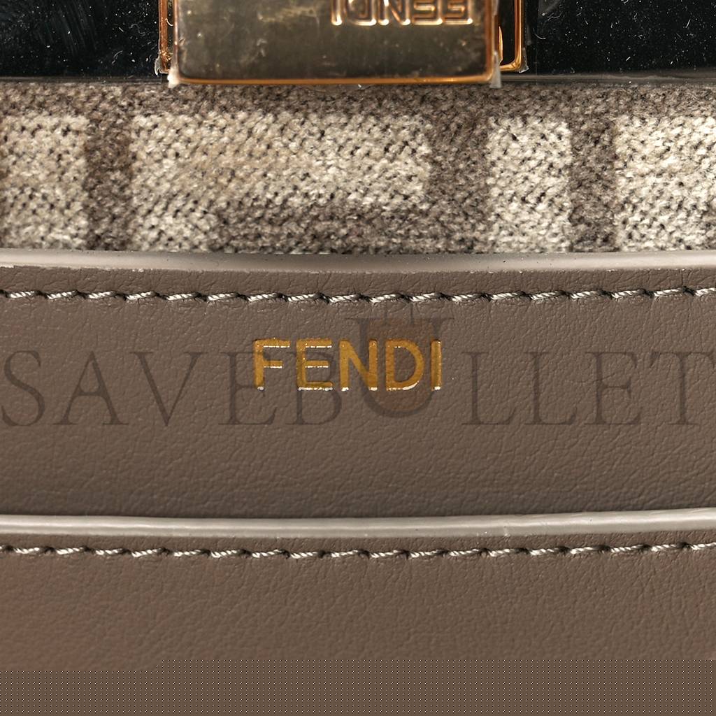 F**di chenille vitello seta ff small peekaboo i see u satchel tortora nuvola (41*29*15cm)