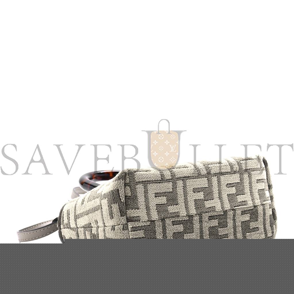 F**di chenille vitello king plexiglass ff mini by the way top handle boston bag tortora nuvola (17*11*8cm)