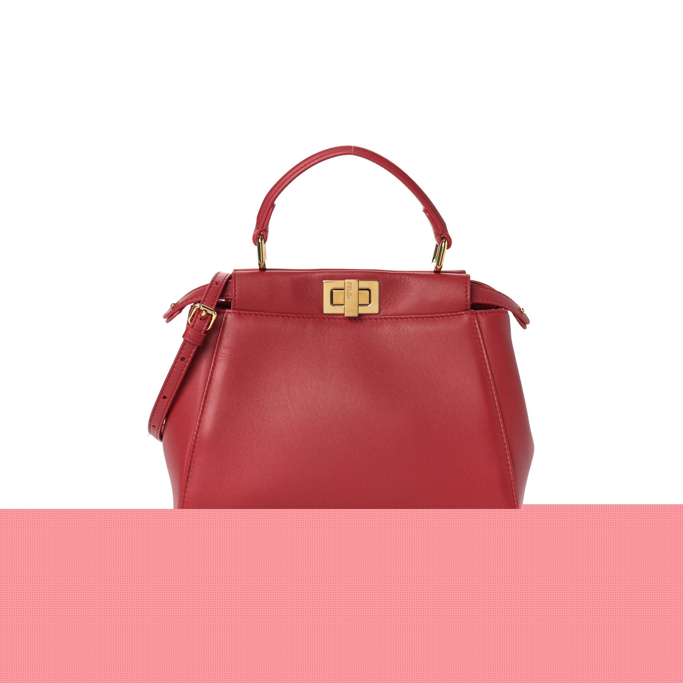 F**di nappa mini peekaboo iconic satchel fragola (23*19*11cm)