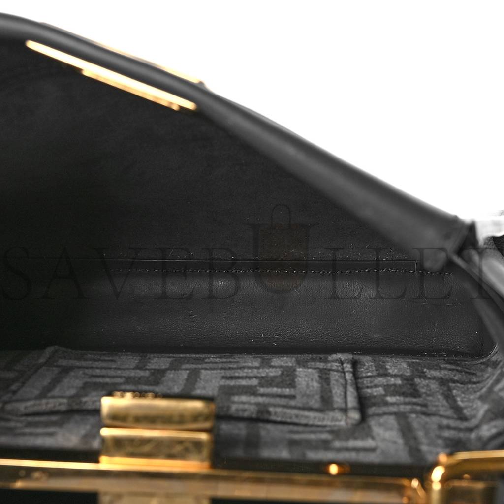 F**di vitello seta chenille ff mini peekaboo iconic satchel anthracite asfalto (23*17*11cm)