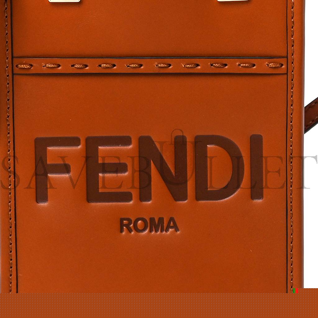 F**di vitello king plexiglass mini F**di sunshine shopper tote cuoio (18*13*6cm)