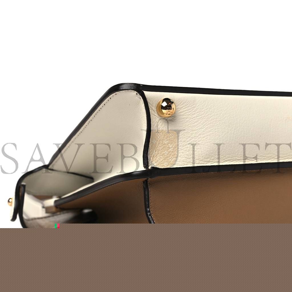 F**di vitello seta nappa plexiglass bi-color peekaboo i see u satchel white ice sand (20*15*9cm)