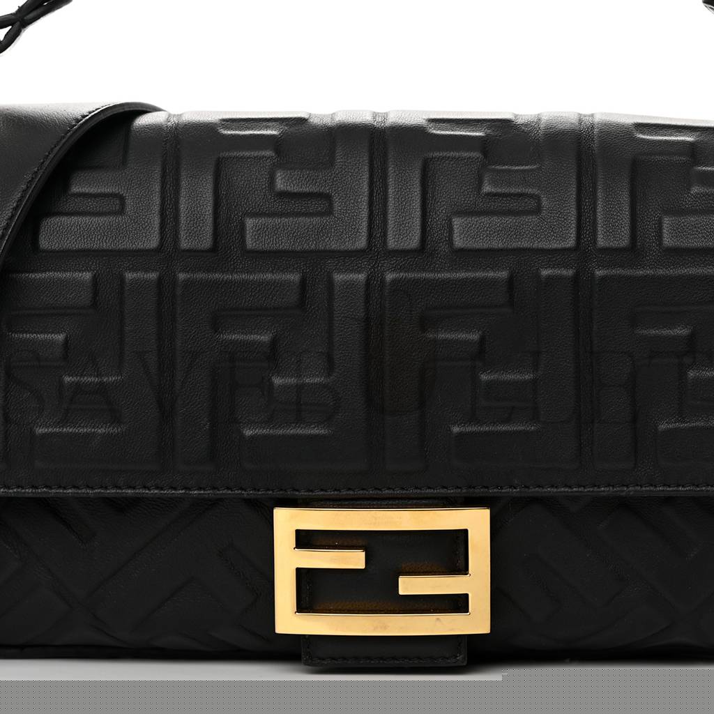 F**di nappa ff 1974 embossed baguette black (27*15*6cm)