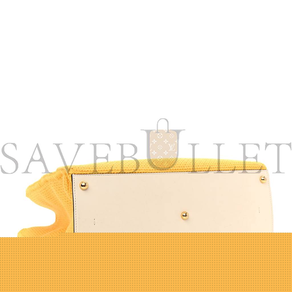 F**di crochet vitello king logo plexiglass medium F**di sunshine shopper tote mimosa panna (36*31*15cm)