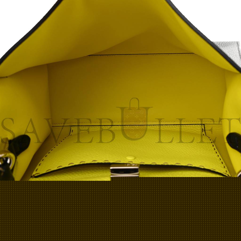 F**di cuoio romano fluo selleria medium peekaboo x-lite black giallo fluo (29*2*13cm)