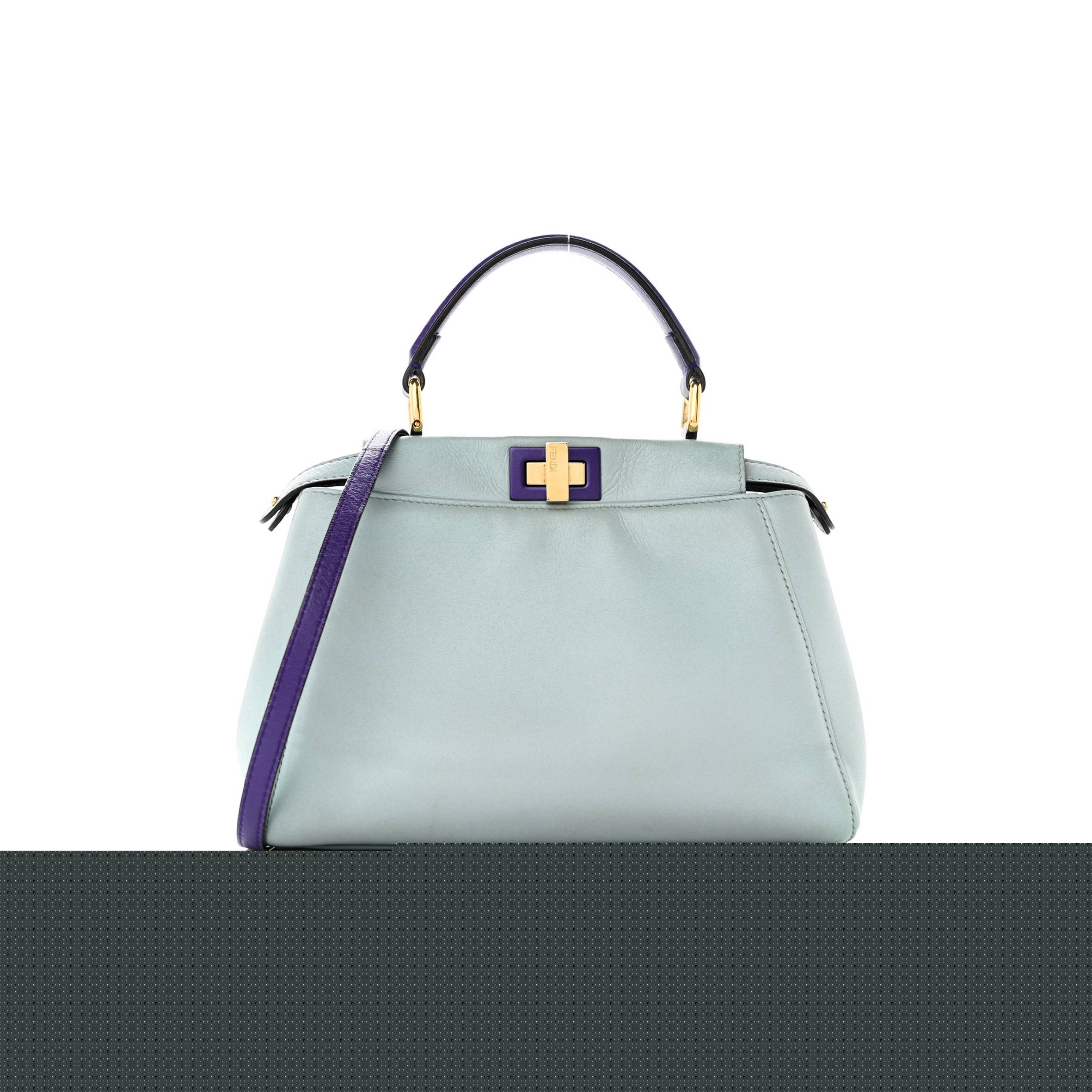 F**di nappa colorblock mini peekaboo iconic satchel polvere purple rain ruby (23*17*11cm)