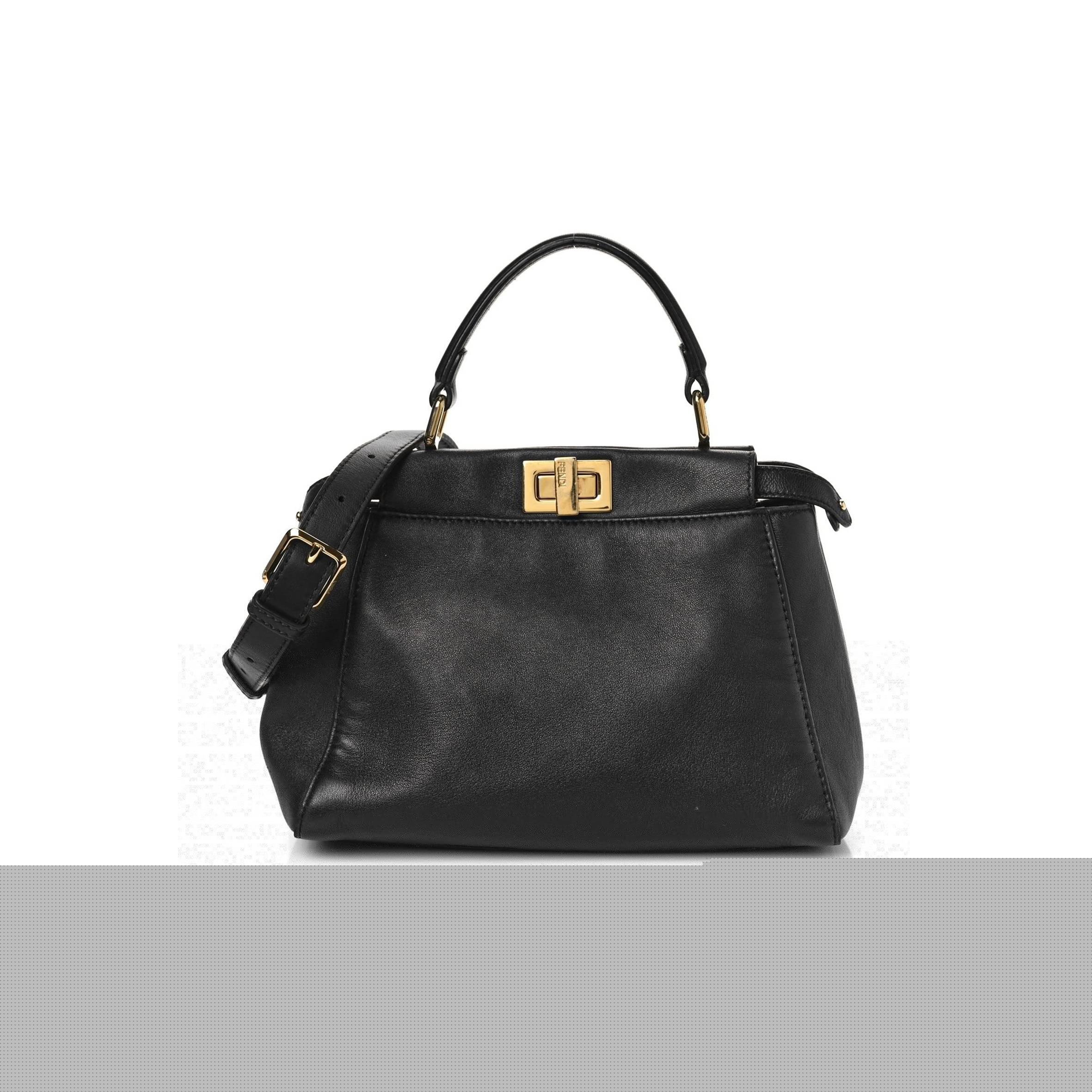F**di nappa mini peekaboo iconic satchel black (23*19*11cm)