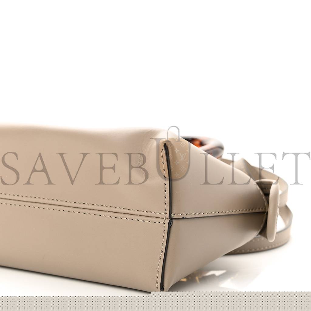 F**di vitello king plexiglass logo embossed mini by the way top handle boston bag tortora (18*11*8cm)