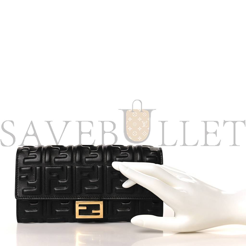 F**di nappa ff embossed continental wallet black (19*10*3cm)